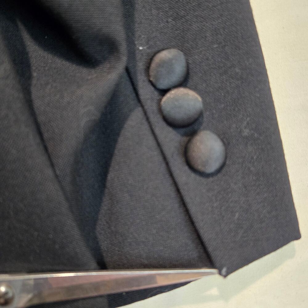 Vtg 80s Halston Tuxedo Jacket Black Wool Satin Made in USA Chest Size 42 - Picture 8 of 8